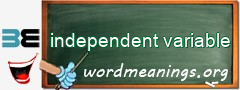 WordMeaning blackboard for independent variable